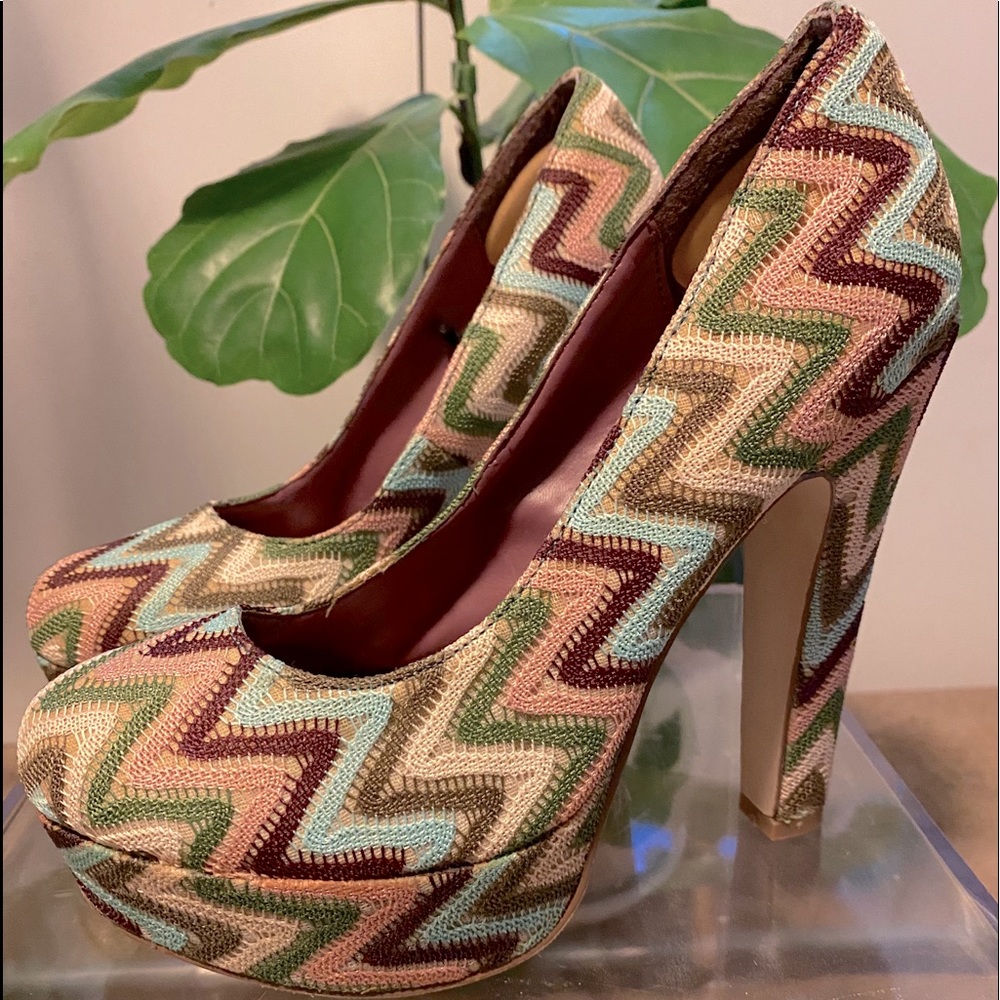 Boho Chic Multicolored Platform Heels